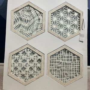Hexagonal Hand crafted Dimensional Paper Shadow Boxes 4 pieces